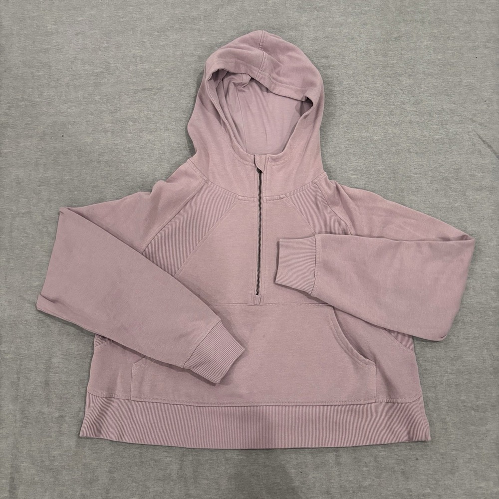 90 Degree By Reflex Women's Large Ribbed Panel 1/4 Zip Crop Pull Over Hoodie